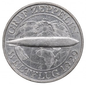 Německo, Výmarská republika, 3 značky 1930 G, Graf Zeppelin
