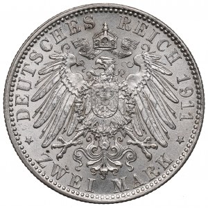 Allemagne, Bavière, 2 marks 1911 - 90ème anniversaire du Prince Régent