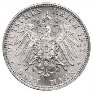 Niemcy, Bawaria, 3 marki 1911 - 90 urodziny księcia-regenta
