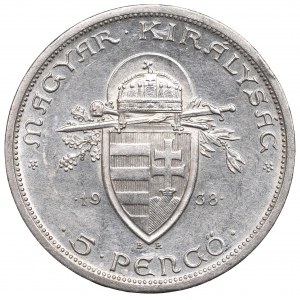 Hungary, 5 pengo 1938