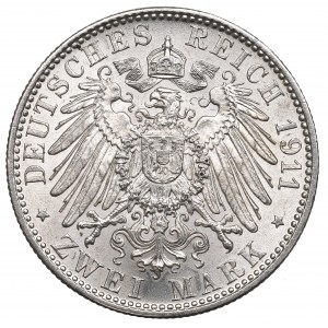 Allemagne, Bavière, 2 marks 1911 - 90ème anniversaire du Prince Régent