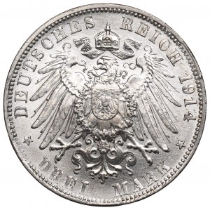Deutschland, Bayern, Ludwig III, 3 Mark 1914 D, München