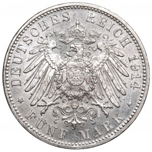 Allemagne, Bavière, 5 marques 1914, Munich