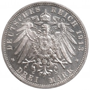 Deutschland, Sachsen, 3 Mark 1913 E - 100. Jahrestag der Völkerschlacht bei Leipzig