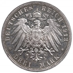 Nemecko, Prusko, 3 marky 1913 - 25 rokov vlády Wilhelma II.