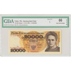 République populaire de Pologne, 20 000 zloty 1989 D - GDA 66EPQ