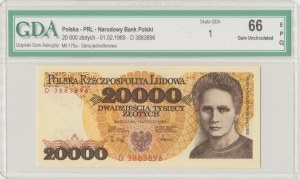 Repubblica Popolare di Polonia, 20 000 zloty 1989 D - GDA 66EPQ