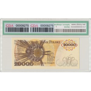 République populaire de Pologne, 20 000 zloty 1989 D - GDA 66EPQ