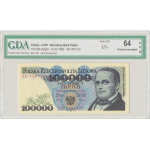 Volksrepublik Polen, 100 000 PLN 1990 AD - GDA 64EPQ