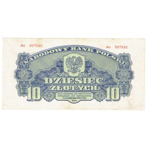 People's Republic of Poland, 10 gold 1944 , ...owe.... Ac
