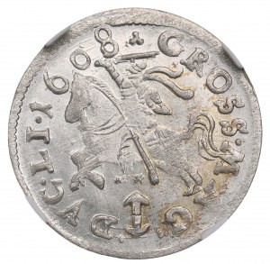 Sigismondo III Vasa, centesimo del 1608, Vilnius, NGC MS65 - OKAZOWY