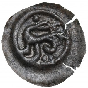 Leszek Bolesławowic ?, Kujawy, XIIe siècle bracteate, dragon et TROIS sphères - RARE