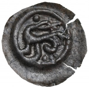 Leszek Bolesławowic ?, Kujawy, XIIe siècle bracteate, dragon et TROIS sphères - RARE
