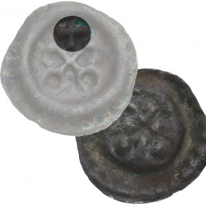 Poméranie occidentale, Valachie, 13e/14e siècle, bracteate, deux clés avec une LILIA dans un entourage radial - RARE