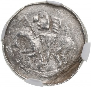 Bolesław II Śmiały, Kraków, denar, książę na koniu - NGC MS63