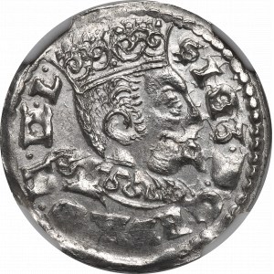 Sigismondo III Vasa, Trojak 1596, Lublino, busto piccolo - NGC MS64