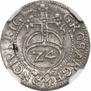 Zikmund III Vasa, haléř 1616, Riga - NGC MS62