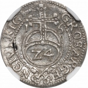 Sigismondo III Vasa, centesimo 1616, Riga - NGC MS62