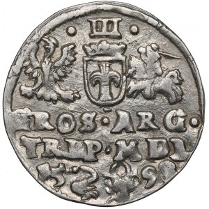 Zygmunt III Waza, Trojak 1598, Wilno - herby Łabędź i Byk - PIĘKNY