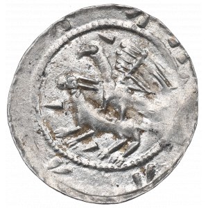 Ladislao II l'Esiliato, Cracovia, denario, aquila e lepre, CLINI - BELLISSIMO