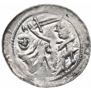 Ladislao II l'Esiliato, Cracovia, denario, aquila e lepre, CLINI - BELLISSIMO