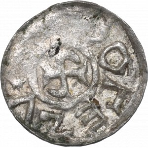 Boleslao III il Boemo come principe della Slesia, Breslavia, denario, +BOLEZLAVS e punte di croce - RARO