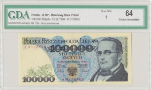 People's Republic of Poland, 100,000 zloty 1990 H - GDA 64