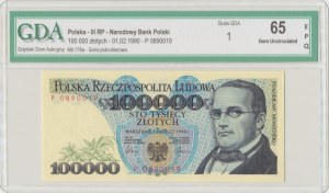 PRL, 100 000 złotych 1990 P - GDA 65EPQ