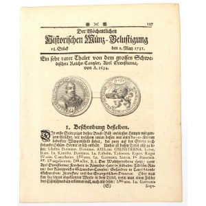 Historischen Munz-Belustigung 1731 - Thaler oxenstierny