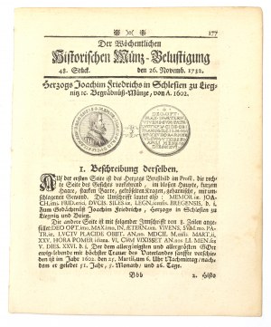 Historischen Munz-Belustigung 1731 - Half-talar Duchy of Legnicko-Brzeskie 1602