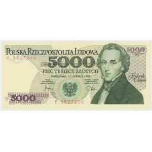 République populaire de Pologne, 5000 zlotys 1982 F