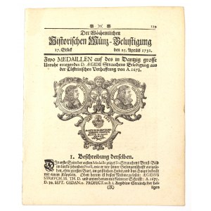 Historischen Munz-Belustigung 1731 - Danzig médailles Strauch