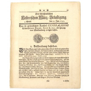 Historischen Munz-Belustigung 1731 - Wallenstein's Ducat