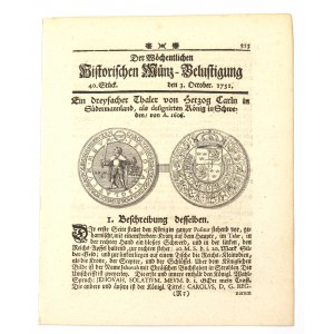 Historischen Munz-Belustigung 1731 - Talar Karola Sudermańskiego