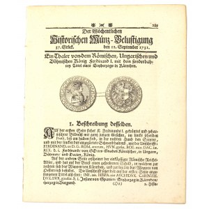 Historischen Munz-Belustigung 1731 - Thaler of Ferdinand I