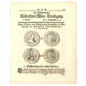 Historischen Munz-Belustigung 1731 - Les thalers de Léopold