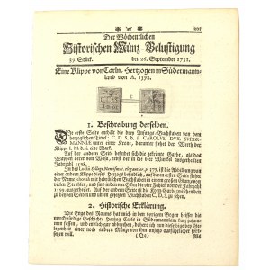 Historischen Munz-Belustigung 1731 - Klipa Charles Sudermanskirche