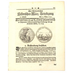 Historischen Munz-Belustigung 1731 - Medal Karola Gustawa