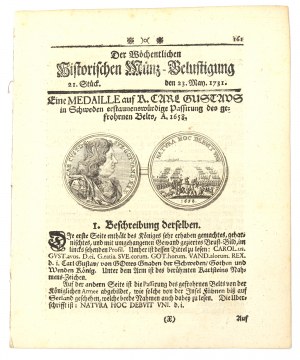 Historischen Munz-Belustigung 1731 - Medal Karola Gustawa