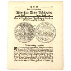 Historischen Munz-Belustigung 1732 - Medaila olomouckého biskupa