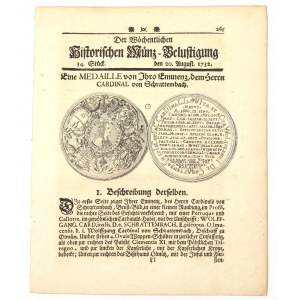 Historischen Munz-Belustigung 1732 - Medal of the Bishop of Olomouc.