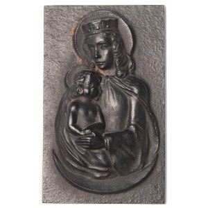 Deutschland, Plakat der Madonna mit Kind - Buderus