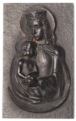 Deutschland, Plakat der Madonna mit Kind - Buderus