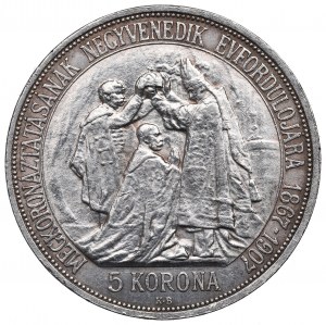 Ungheria, Francesco Giuseppe, 5 corone 1907 - 40° anniversario dell'incoronazione