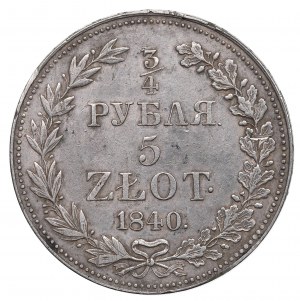 Partizione russa, Nicola I, 3/4 rubli=5 zloty 1840 MW, Varsavia