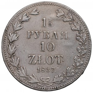 Partizione russa, Nicola I, 1-1/2 rublo=10 zloty 1837 MW, Varsavia