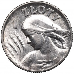 II RP, 1 Zloty 1925 (mit Punkt), London Frau und Ohren