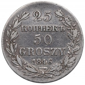 Partage russe, Nicolas Ier, 25 kopecks=50 grosze 1846 MW, Varsovie