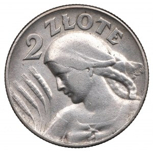 II RP, 2 zlotys 1925 (sans point), Philadelphie Femme et oreilles