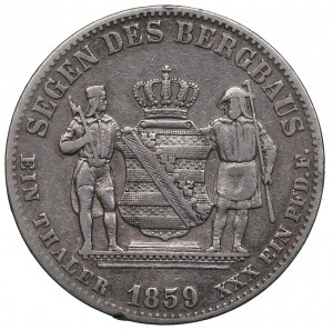 Germany, Saxony, Johann, 1 mining thaler 1859
